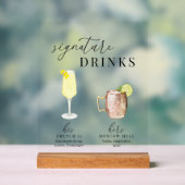 Moderne, elegante Watercolor Signature Drinks Acrylschild (Neutral)