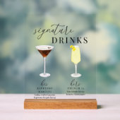 Moderne, elegante Watercolor Signature Drinks Acrylschild (Neutral)