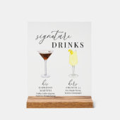 Moderne, elegante Watercolor Signature Drinks Acrylschild (Vorderseite)