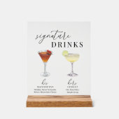 Moderne, elegante Watercolor Signature Drinks Acrylschild (Vorderseite)