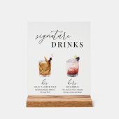 Moderne, elegante Watercolor Signature Drinks Acrylschild (Vorderseite)