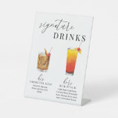 Moderne, elegante Watercolor Signature Drinks Sockelschild (Vorderseite)