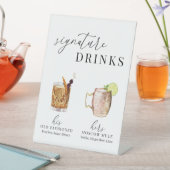 Moderne, elegante Watercolor Signature Drinks Sockelschild (In Situ)