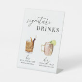 Moderne, elegante Watercolor Signature Drinks Sockelschild (Vorderseite)