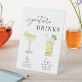 Moderne, elegante Watercolor Signature Drinks Sockelschild (In Situ)