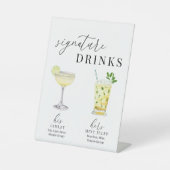 Moderne, elegante Watercolor Signature Drinks Sockelschild (Vorderseite)