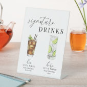 Moderne, elegante Watercolor Signature Drinks Sockelschild (In Situ)