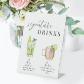 Moderne, elegante Watercolor Signature Drinks Sockelschild