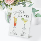 Moderne, elegante Watercolor Signature Drinks Sockelschild