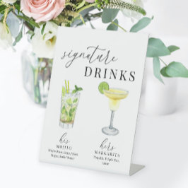 Moderne, elegante Watercolor Signature Drinks Sockelschild