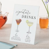 Moderne, elegante Watercolor Signature Drinks Sockelschild (In Situ)