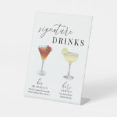 Moderne, elegante Watercolor Signature Drinks Sockelschild (Vorderseite)