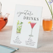Moderne, elegante Watercolor Signature Drinks Sockelschild (In Situ)