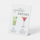 Moderne, elegante Watercolor Signature Drinks Sockelschild (Vorderseite)