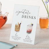 Moderne, elegante Watercolor Signature Drinks Sockelschild (In Situ)