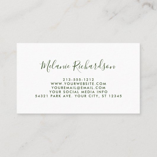 Moderne Elegante Watercolor Visitenkarte (Rückseite)