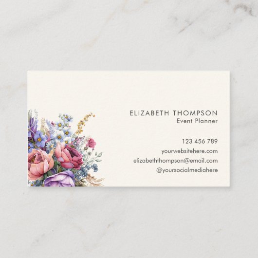 Moderne Elegante Watercolor Visitenkarte (Rückseite)