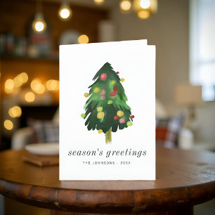 Moderne Elegante Watercolor Weihnachtsbaum Feiertagskarte