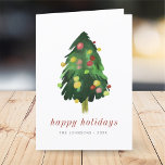 Moderne Elegante Watercolor Weihnachtsbaum Feiertagskarte<br><div class="desc">Design setzt sich zusammen aus einem modernen eleganten Weihnachtsbaum in Aquarellfarben. Verfügbar hier: http://www.zazzle.com/store/selectpartysupplies</div>