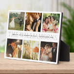 Moderne Elegante Wedding Keepake Foto Collage Chic Fotoplatte<br><div class="desc">Eleganter und moderner Ehering-Sake,  dieses individuelle Name- und Dattel-Foto-Collage-Design machen eine schöne Ausstellung für Ihre Lieblingsfotos Ihres besonderen Tages. Gutes Geschenk für Neuvermählte oder Jubiläen! Das ist die staubige Version der Holzkohle-Grautypografie.</div>