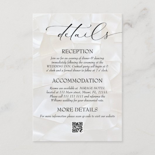 Moderne Elegante Wedding QR Code Details Begleitkarte (Vorderseite)