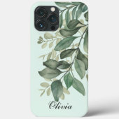 Moderne, elegante Weibchen-Eukalyptus-Blätter Case-Mate iPhone Hülle (Rückseite)