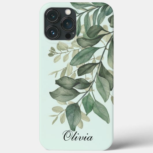 Moderne, elegante Weibchen-Eukalyptus-Blätter Case-Mate iPhone Hülle (Rückseite)