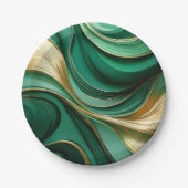 Moderne elegante Weihnachts-Grün- und Gold- Pappteller (Vorderseite)