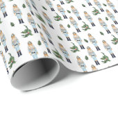 Moderne elegante Weihnachts-Nussknacker-Muster Geschenkpapier (Rolleneckpunkt)