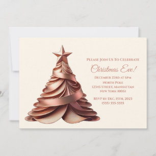 Moderne Elegante Weihnachtsbaum-Rose Gold- Einladung