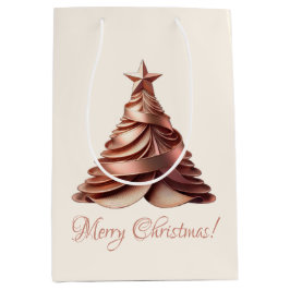 Moderne Elegante Weihnachtsbaum-Rose Gold- Mittlere Geschenktüte