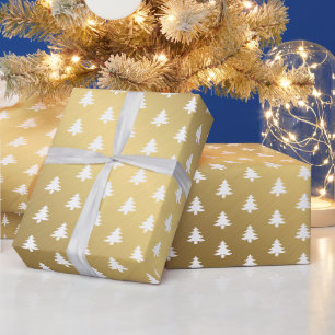 Moderne elegante Weihnachtsbäume Ombre Gold Geschenkpapier