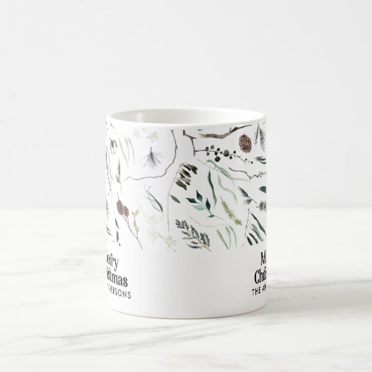 Moderne elegante Weihnachtsbotanische rustikale Kaffeetasse (Mittel)