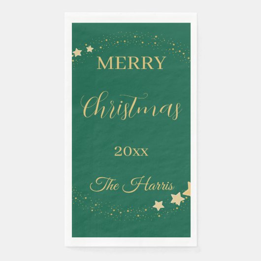 Moderne, elegante Weihnachtsgoldsterne Serviette (Vorderseite)