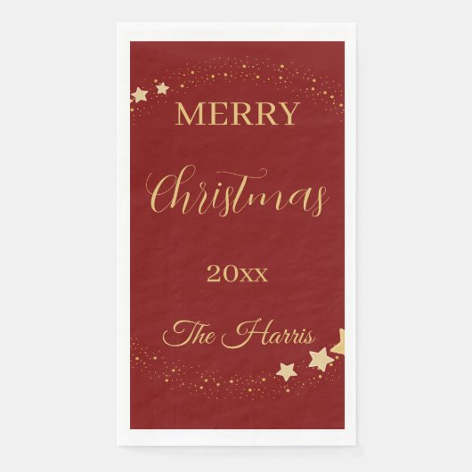 Moderne, elegante Weihnachtsgoldsterne Serviette (Vorderseite)