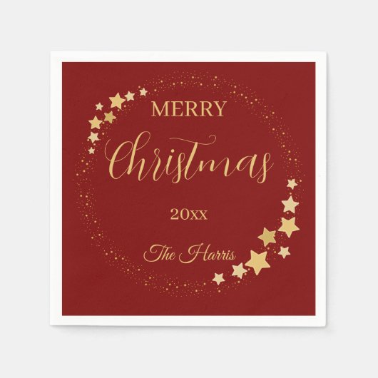 Moderne, elegante Weihnachtsgoldsterne Serviette (Vorderseite)