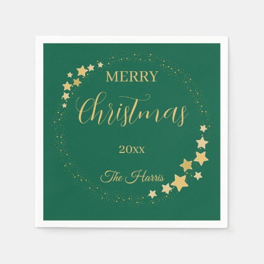 Moderne, elegante Weihnachtsgoldsterne Serviette (Vorderseite)