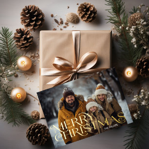 Moderne Elegante Weihnachtsgrüße Minimal 1 Foto Folien Feiertagspostkarte