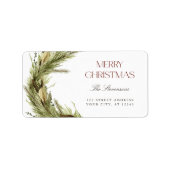 Moderne elegante Weihnachtskranz-Rücksendeadresse Adressaufkleber (Vorne)
