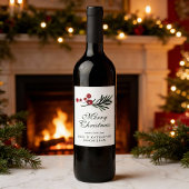 Moderne Elegante Weihnachtsküche Botanisch Weinetikett