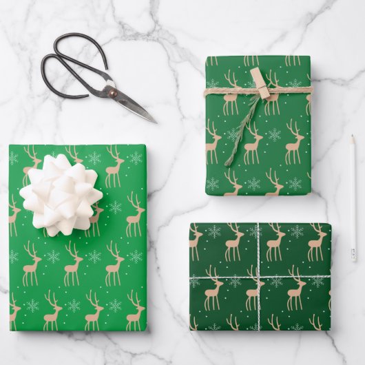 Moderne, elegante Weihnachtsschreie grün Geschenkpapier Set (Vorderseite)