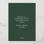 Moderne, elegante Weihnachtswadenkarte Folien Feiertagskarte (Rückseite)