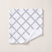 Moderne elegante Weiß-u. Marine-Diamanten Badhandtuch Set (Waschlappen)