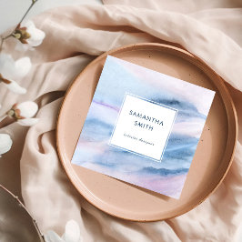 Moderne Elegante Weiß Wasserfarben Abstrakt Quadratische Visitenkarte