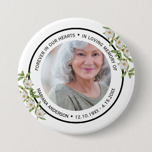 Moderne elegante weiße Blumen für immer in unseren Button