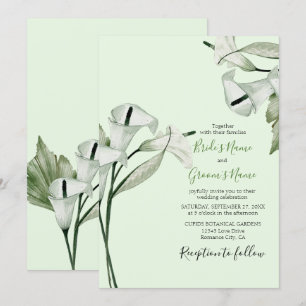 Moderne elegante weiße Calla-Lilien-Hochzeit Einladung