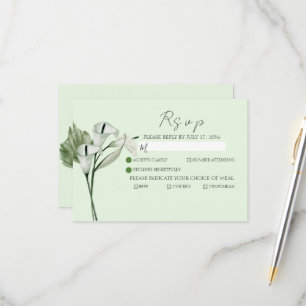 Moderne elegante weiße Calla-Lilien-Hochzeit RSVP Karte