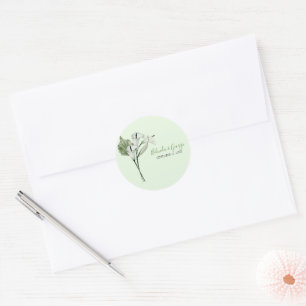 Moderne elegante weiße Calla-Lilien-Hochzeit Runder Aufkleber