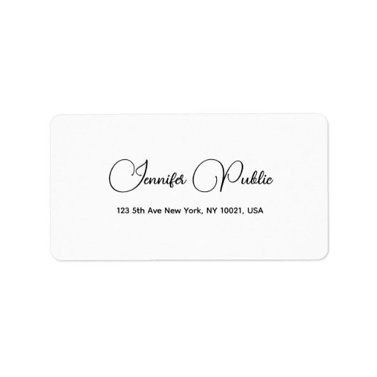 Moderne elegante weiße, einfache Vorlagenadresse Adressaufkleber (Vorne)