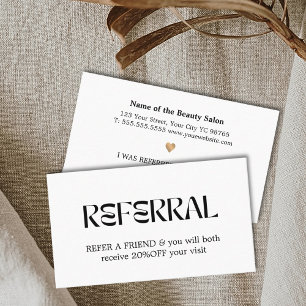 Moderne elegante weiße falsche goldene Herz Schönh Empfehlungskarte